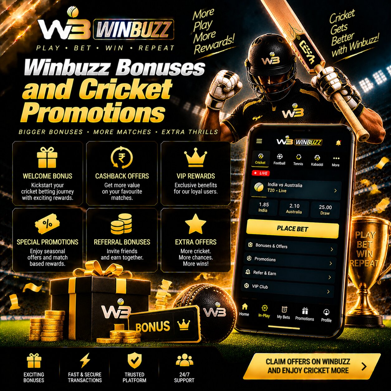 Winbuzz Bonuses and Cricket Promotions